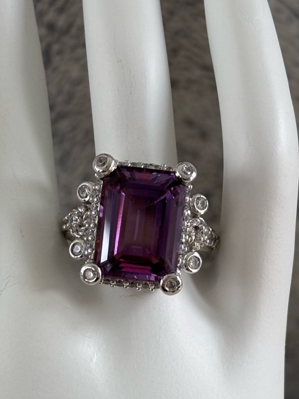 Judith Ripka Alexandrite CZ Sterling Silver Ring size 7